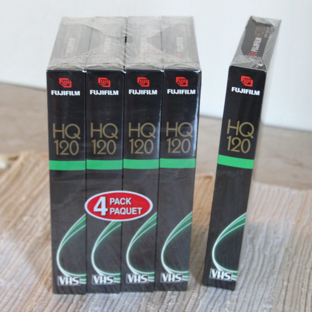 FUJIFILM LOT (5) HQ-120 6 HOUR BLANK VIDEO CASSETTE TAPES VHS NEW-SEALED